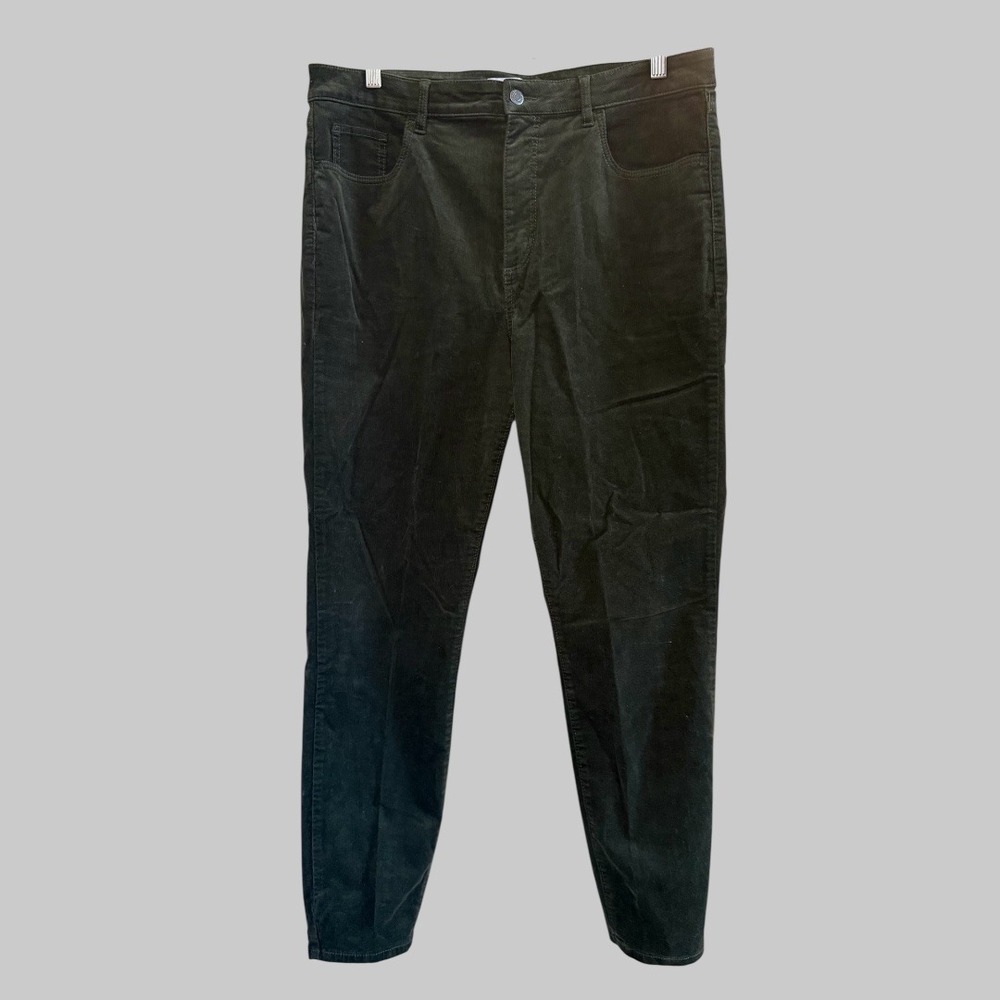 Women's Dark Green LOFT Casual Cotton‎ Blend Corduroy Pants Plus Size 32/14